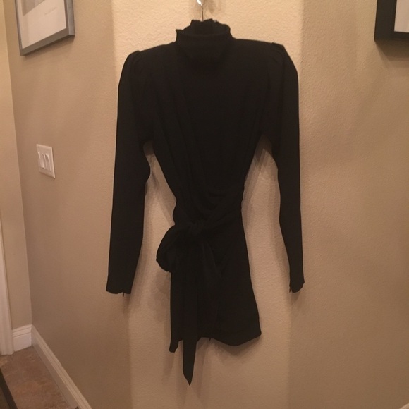 NWT~SKAIST TAYLOR Helena Drape Tie Waist Turtleneck Party Black Dress Size 0 - Picture 1 of 8